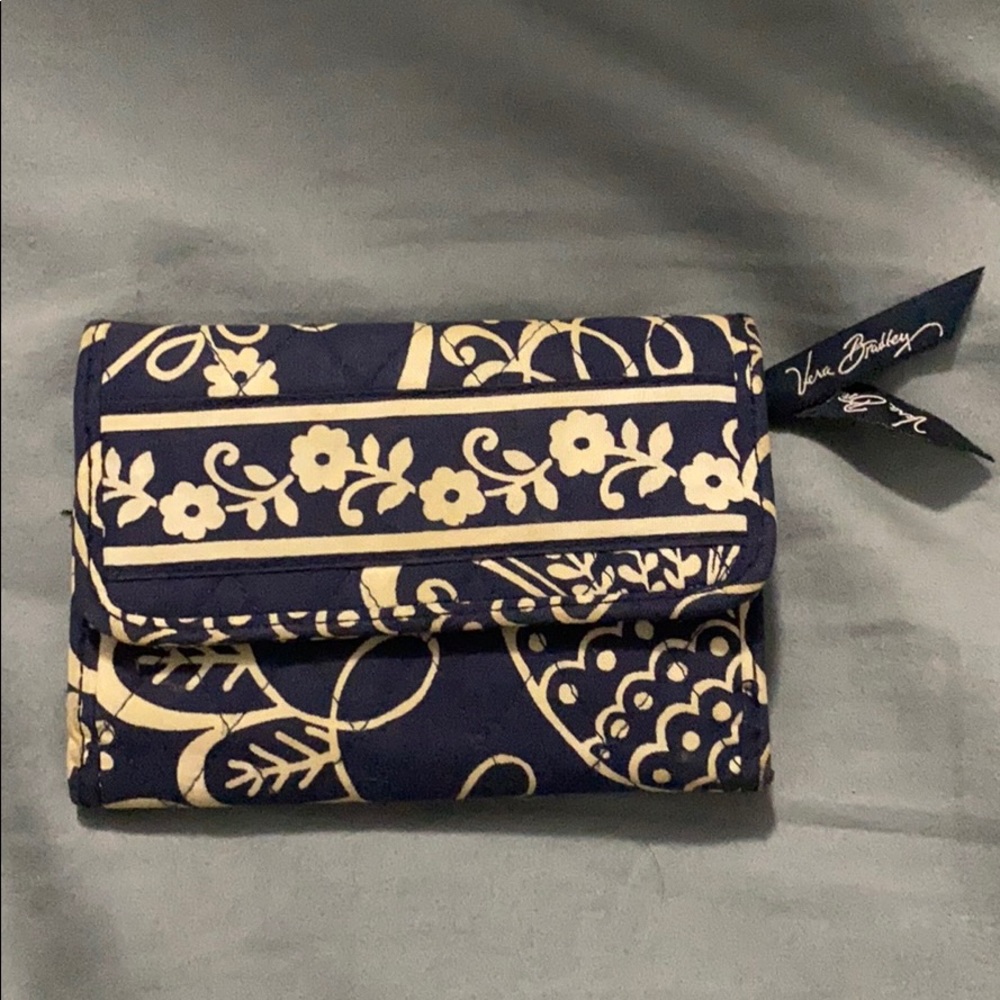 Vera Bradley Cream and Blue Wallet